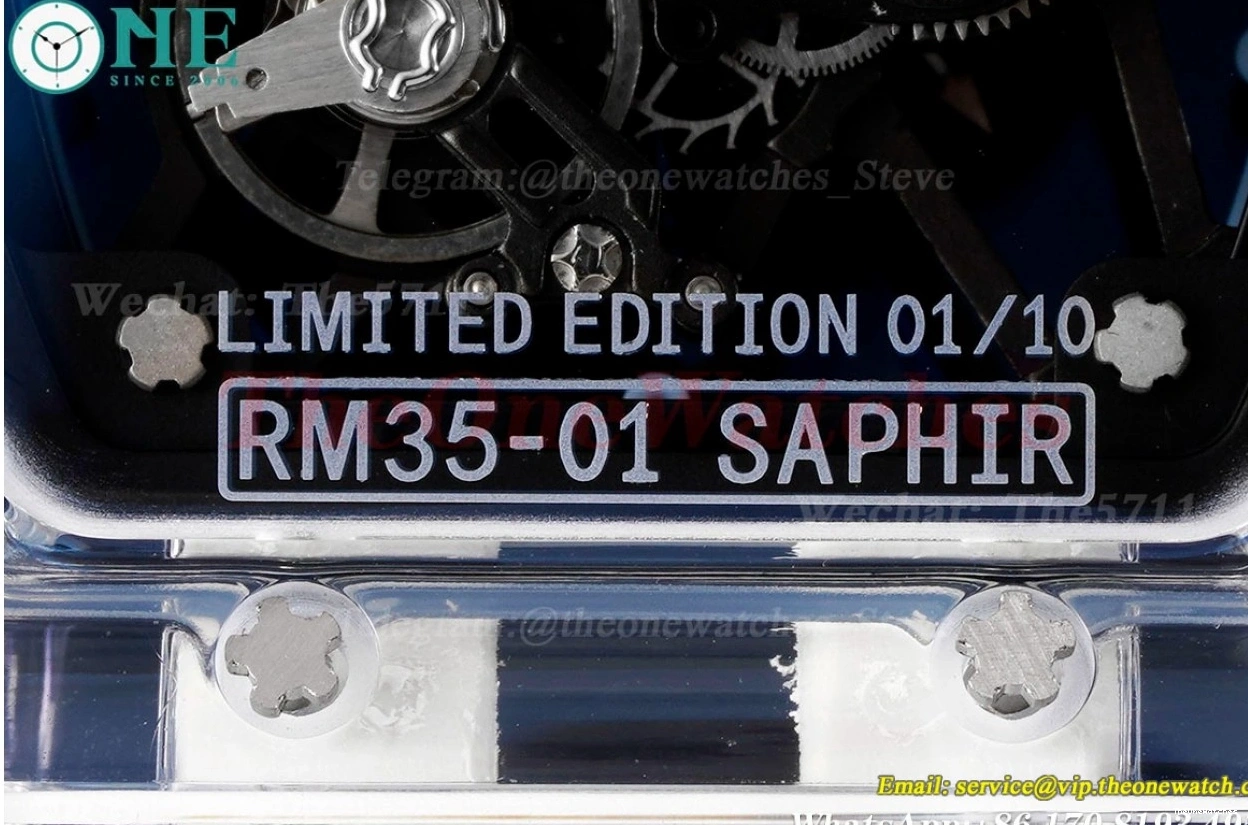 White Blue Rubber With Clone Strap Dial Transparent Skeleton RMSF RM35-01 RMUL2 0127